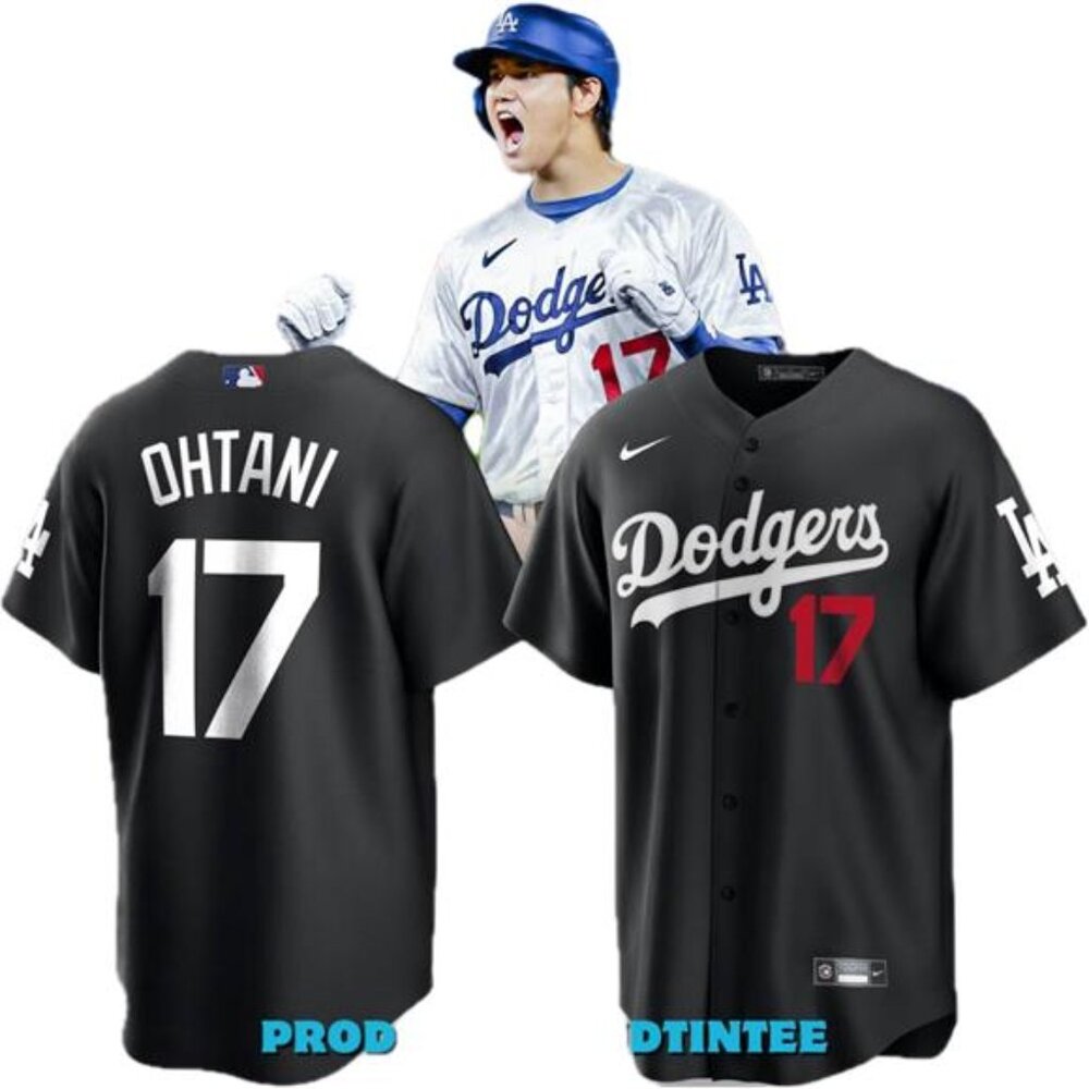 NWT Mens Dodgers Shohei Ohtani Black Home Jersey - Picture 7 of 9